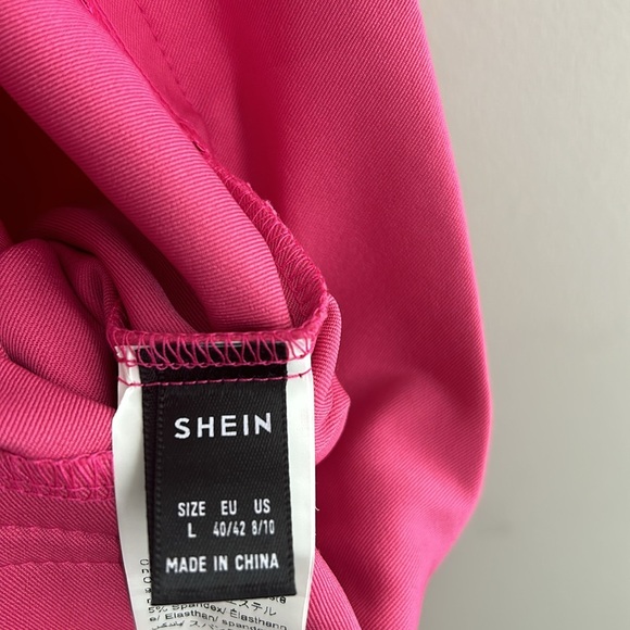 SHEIN Solid High Waist Straight Leg Pants Large (8-10) Hot Pink - Picture 7 of 8